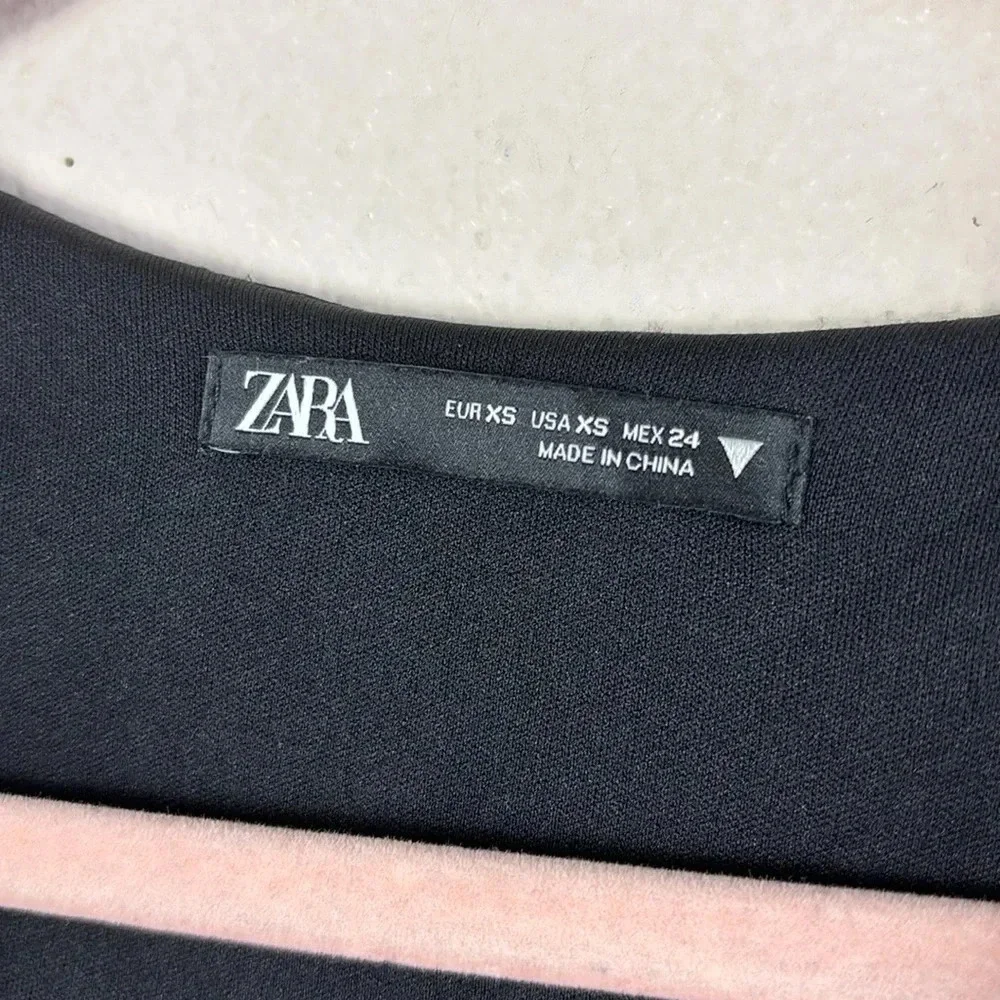 Zara Silver Sequin Knotted Long Sleeve Crop Top size XS Side Zipper